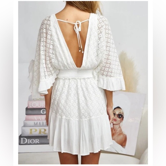 Bibi White Lace Romper size S Excellent Condition Beautiful - Picture 3 of 14